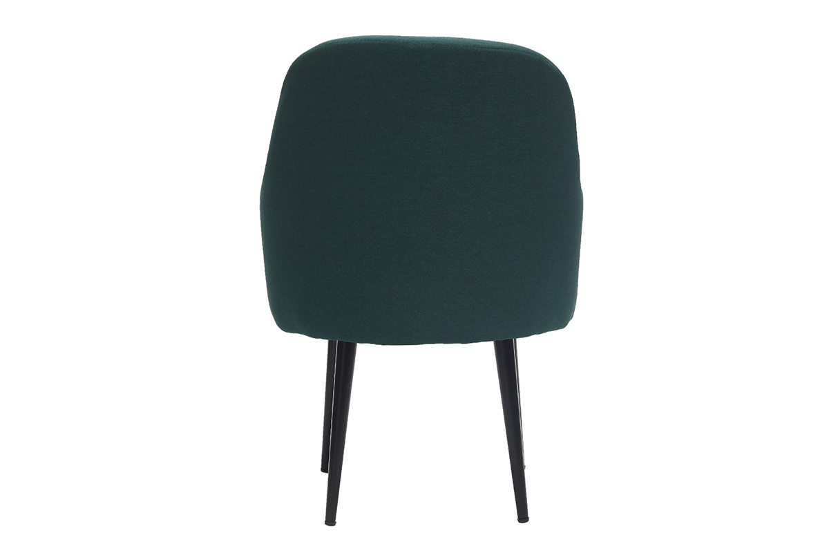 Silln moderno en tejido verde oscuro y patas metal negro AMON