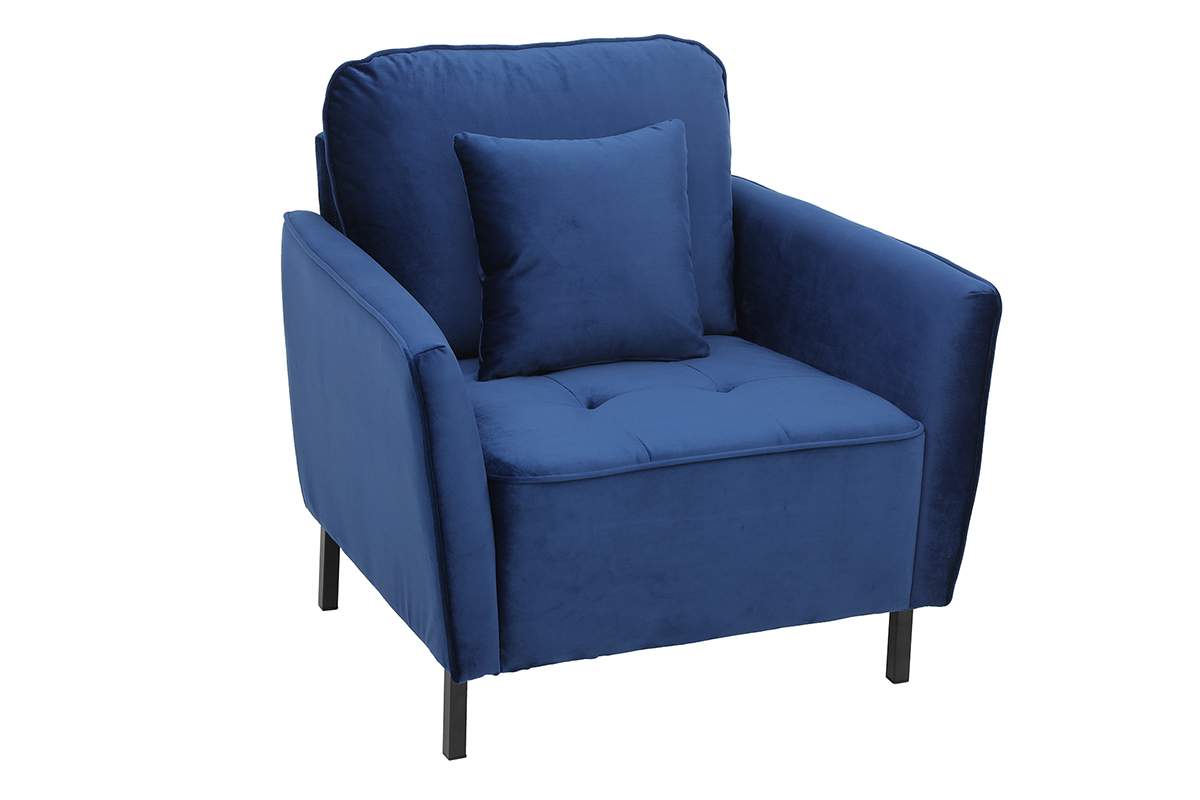 Silln moderno en terciopelo azul BEKA