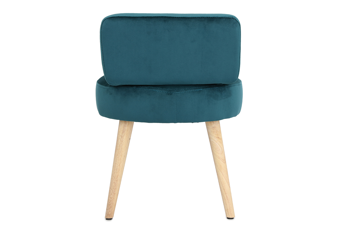 Silln moderno en terciopelo azul petrleo y patas madera TANAKA