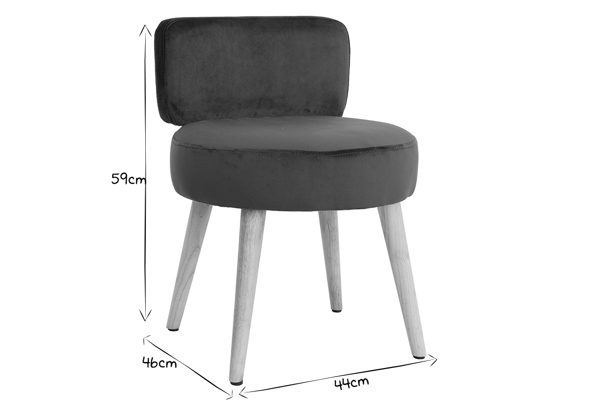 Silln moderno en terciopelo azul petrleo y patas madera TANAKA