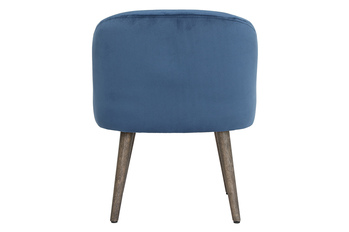 silln moderno en terciopelo azul y patas de madera UTA