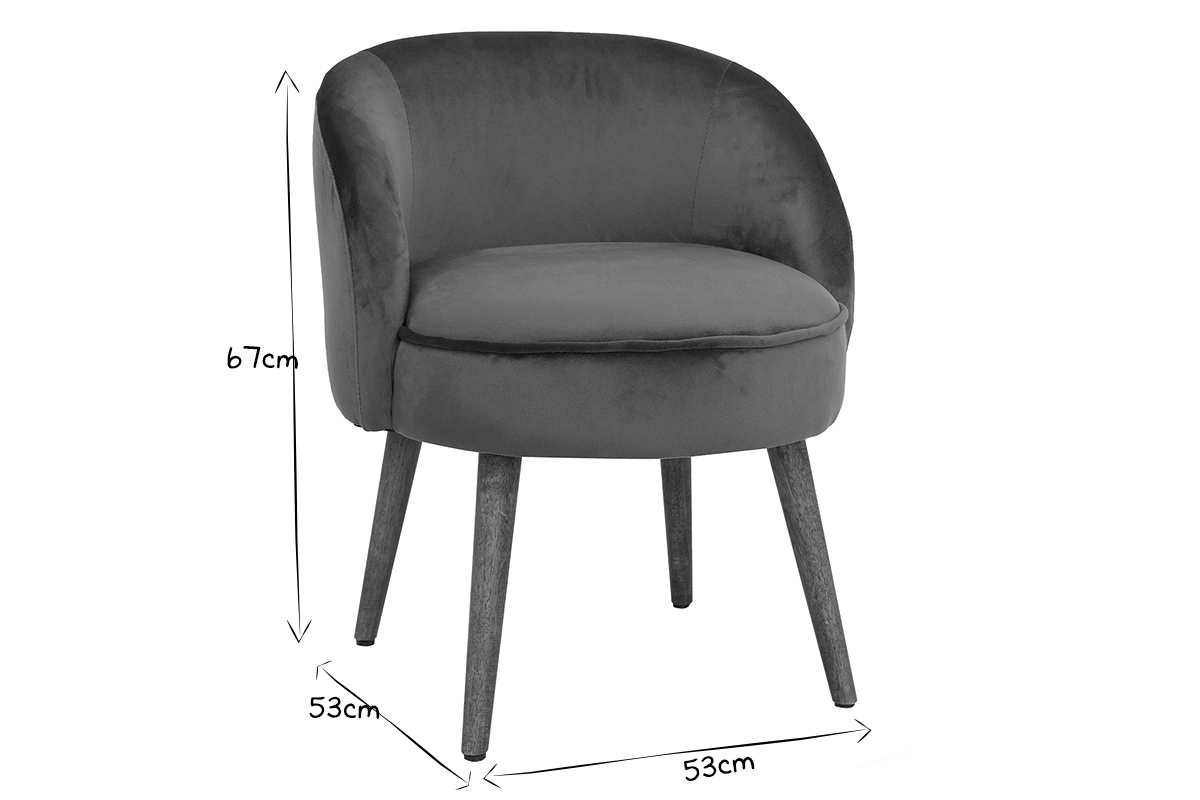 silln moderno en terciopelo azul y patas de madera UTA