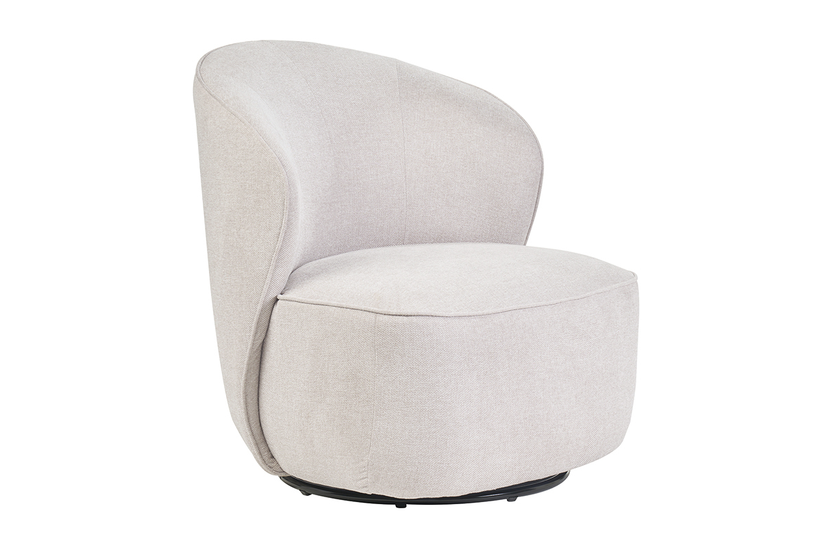 Silln moderno giratorio de tejido efecto aterciopelado texturizado beige AMBER