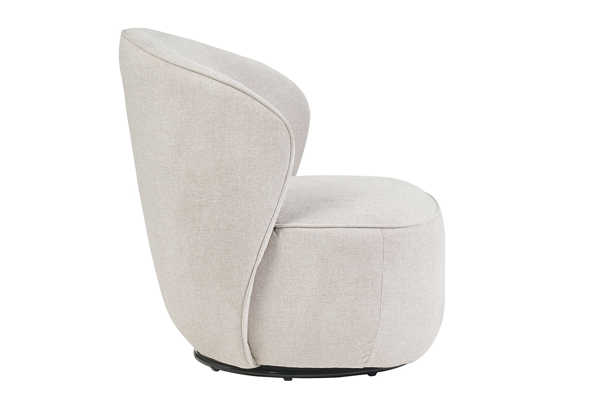 Silln moderno giratorio de tejido efecto aterciopelado texturizado beige AMBER