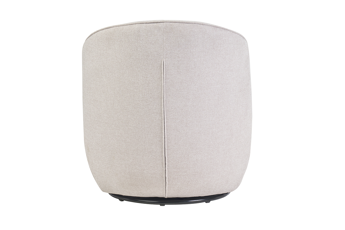 Silln moderno giratorio de tejido efecto aterciopelado texturizado beige AMBER