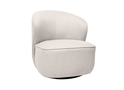 Sillón moderno giratorio de tejido efecto aterciopelado texturizado beige AMBER