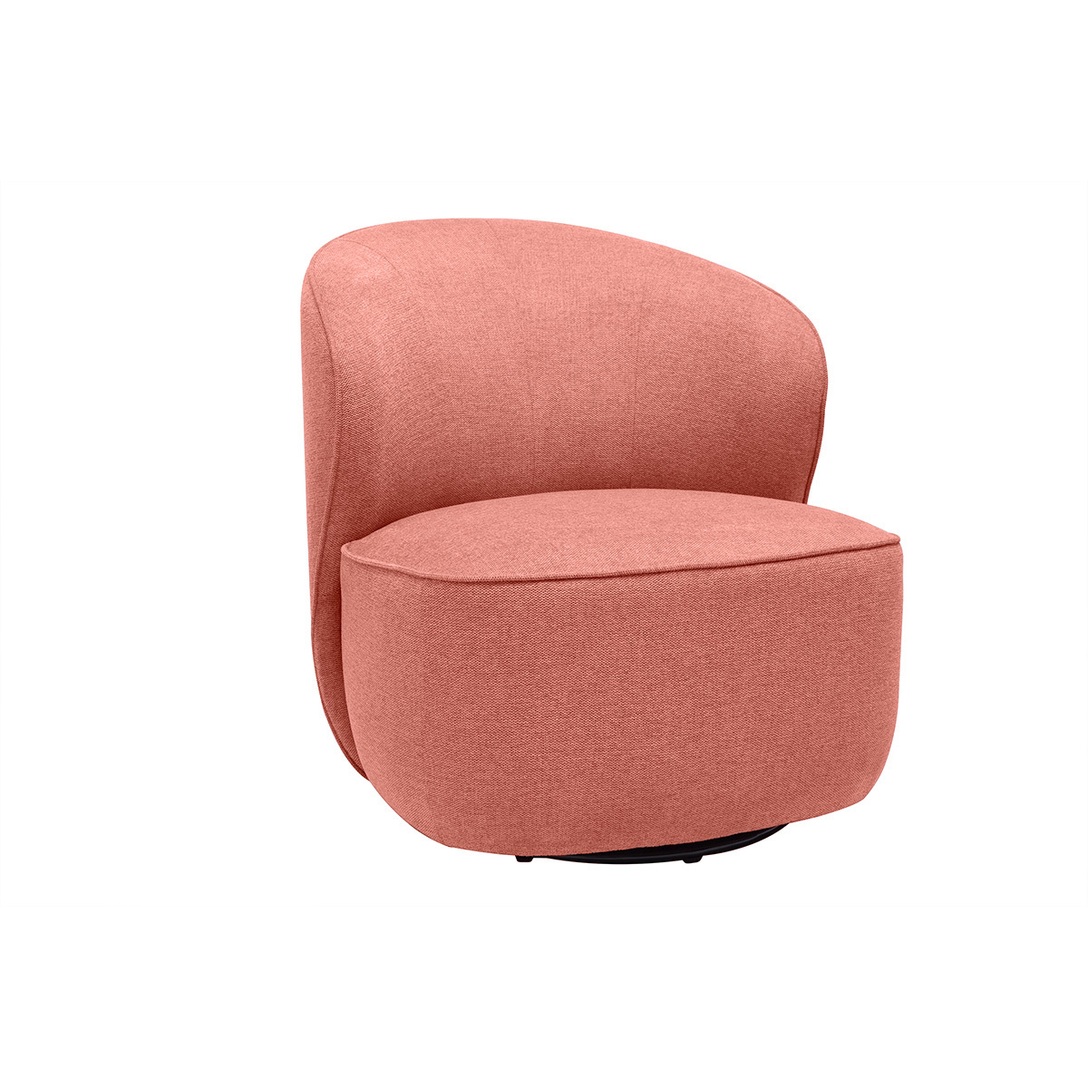 Sillón moderno giratorio de tejido efecto aterciopelado texturizado terracota AMBER