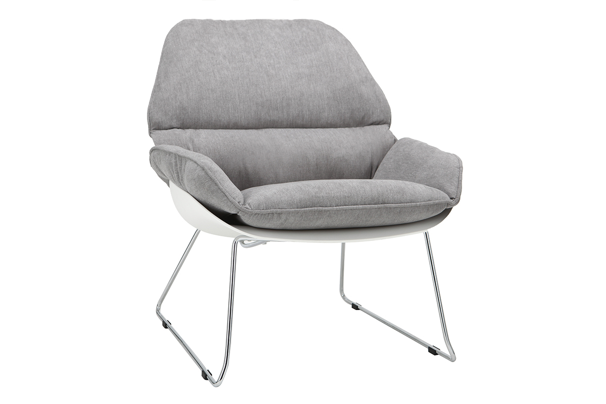 Silln moderno parte exterior blanca y tejido gris KOKON