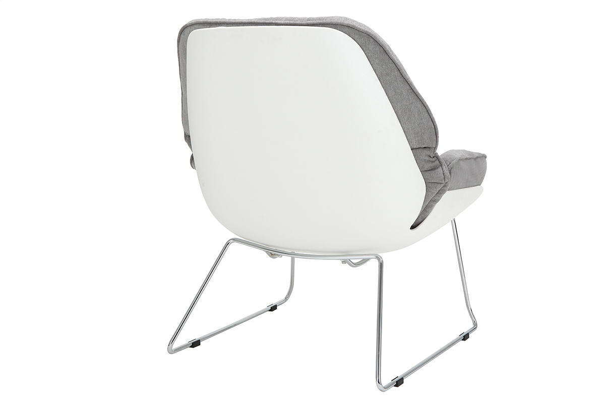 Silln moderno parte exterior blanca y tejido gris KOKON