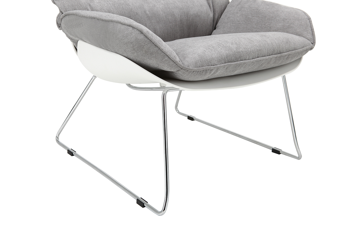 Silln moderno parte exterior blanca y tejido gris KOKON