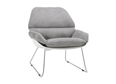 Sill&oacute;n moderno parte exterior blanca y tejido gris KOKON
