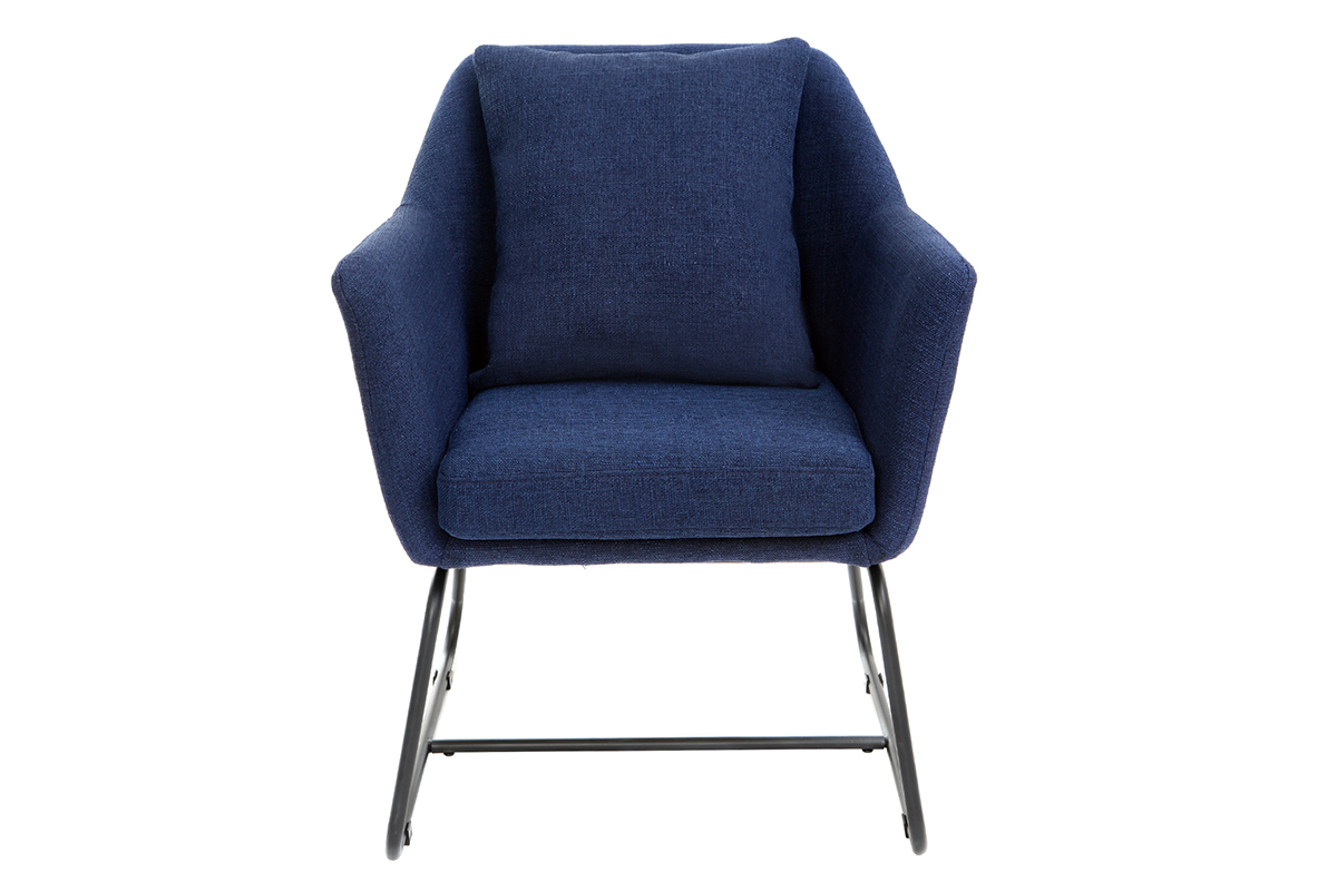 Silln moderno tejido azul oscuro y estructura metal negro MONROE