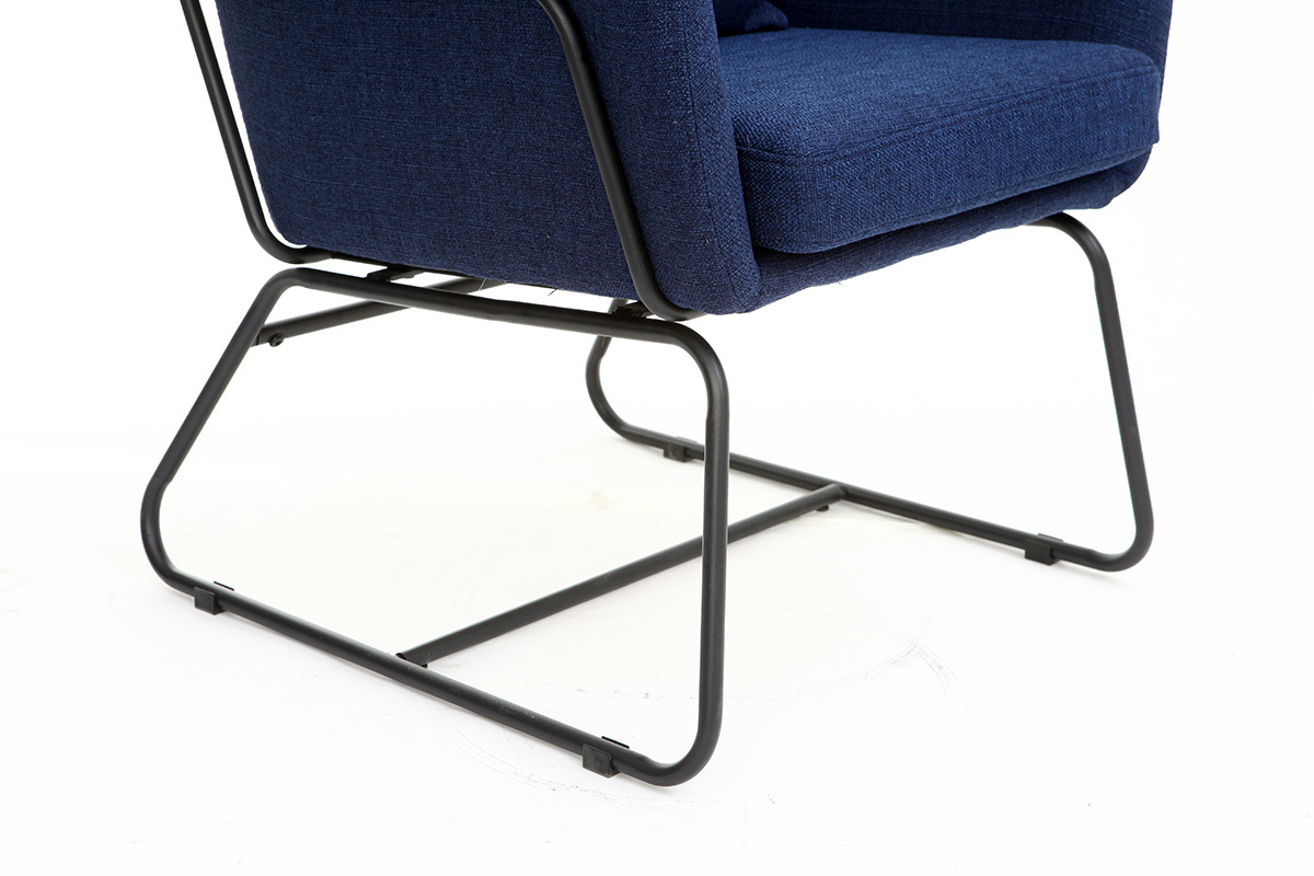 Silln moderno tejido azul oscuro y estructura metal negro MONROE
