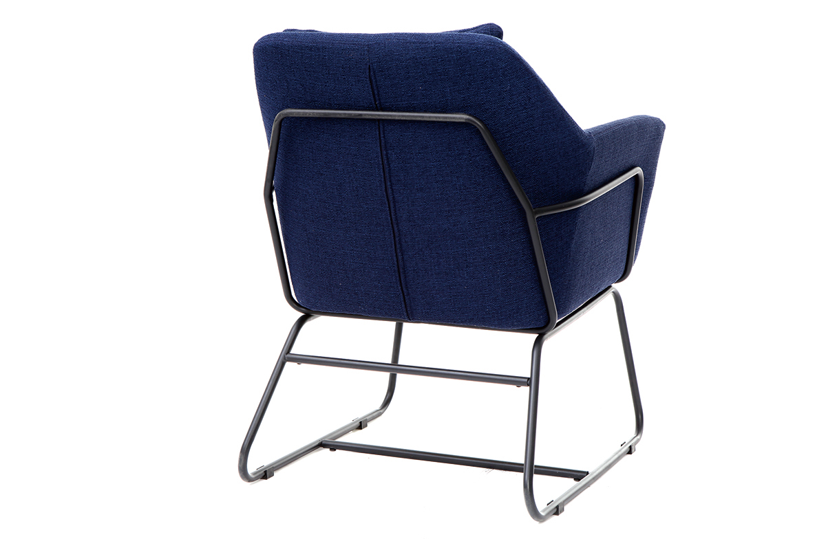 Silln moderno tejido azul oscuro y estructura metal negro MONROE