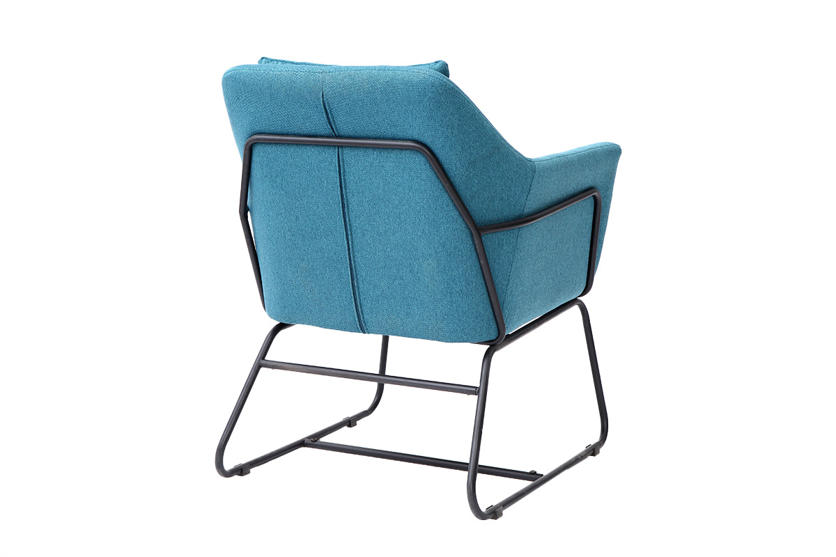 Silln moderno tejido azul petrleo y estructura metal negro MONROE