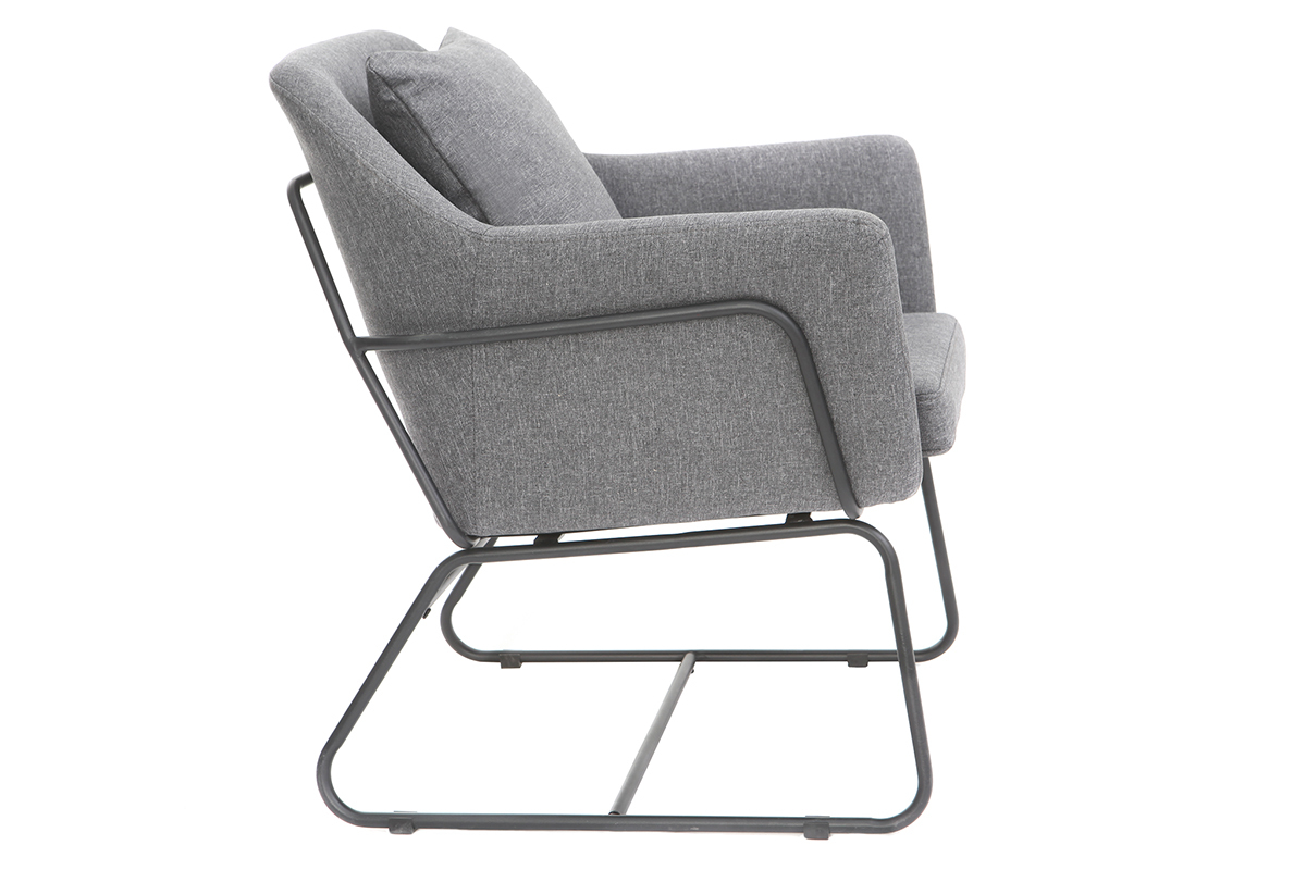 Silln moderno tejido gris oscuro y estructura metal negro MONROE
