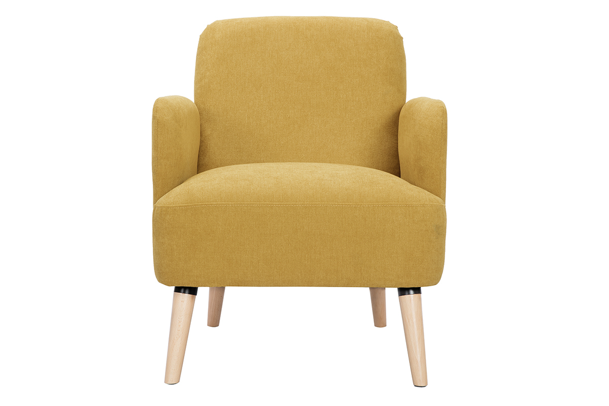 Silln nrdico amarillo mostaza y madera ISKO - Miliboo
