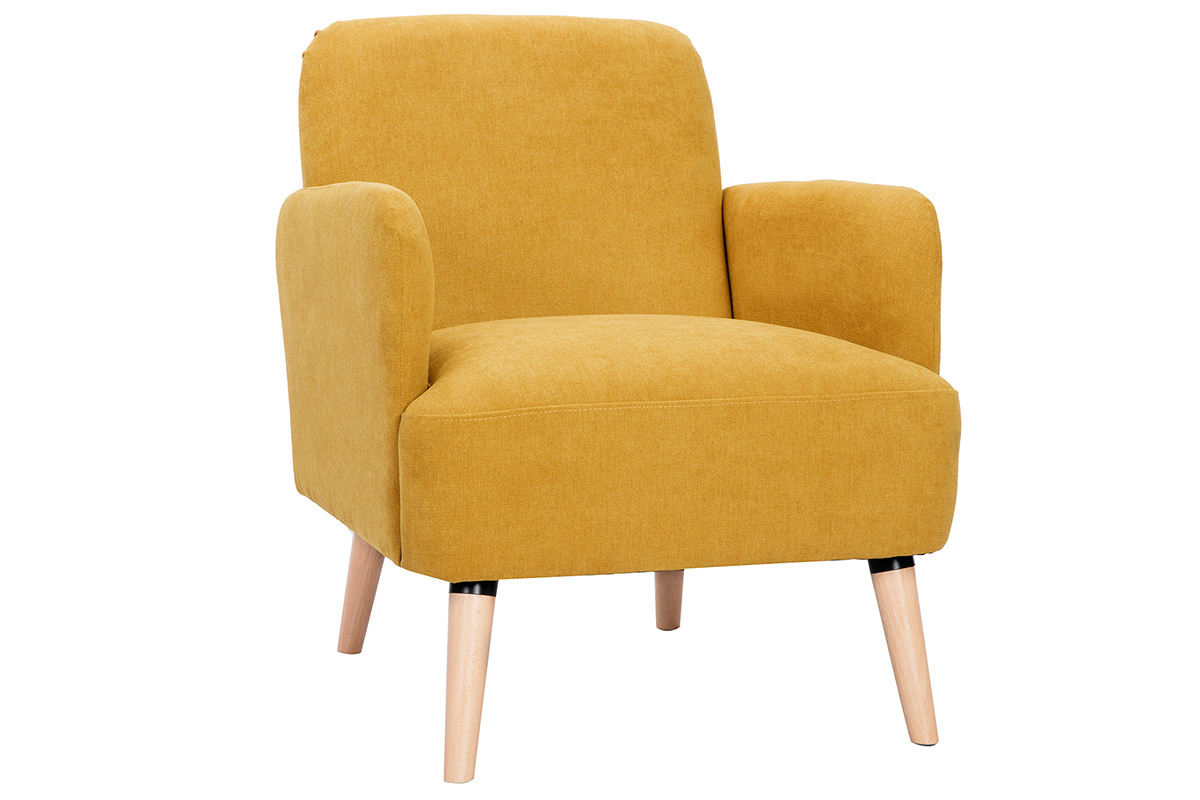 Silln nrdico amarillo mostaza y madera ISKO - Miliboo