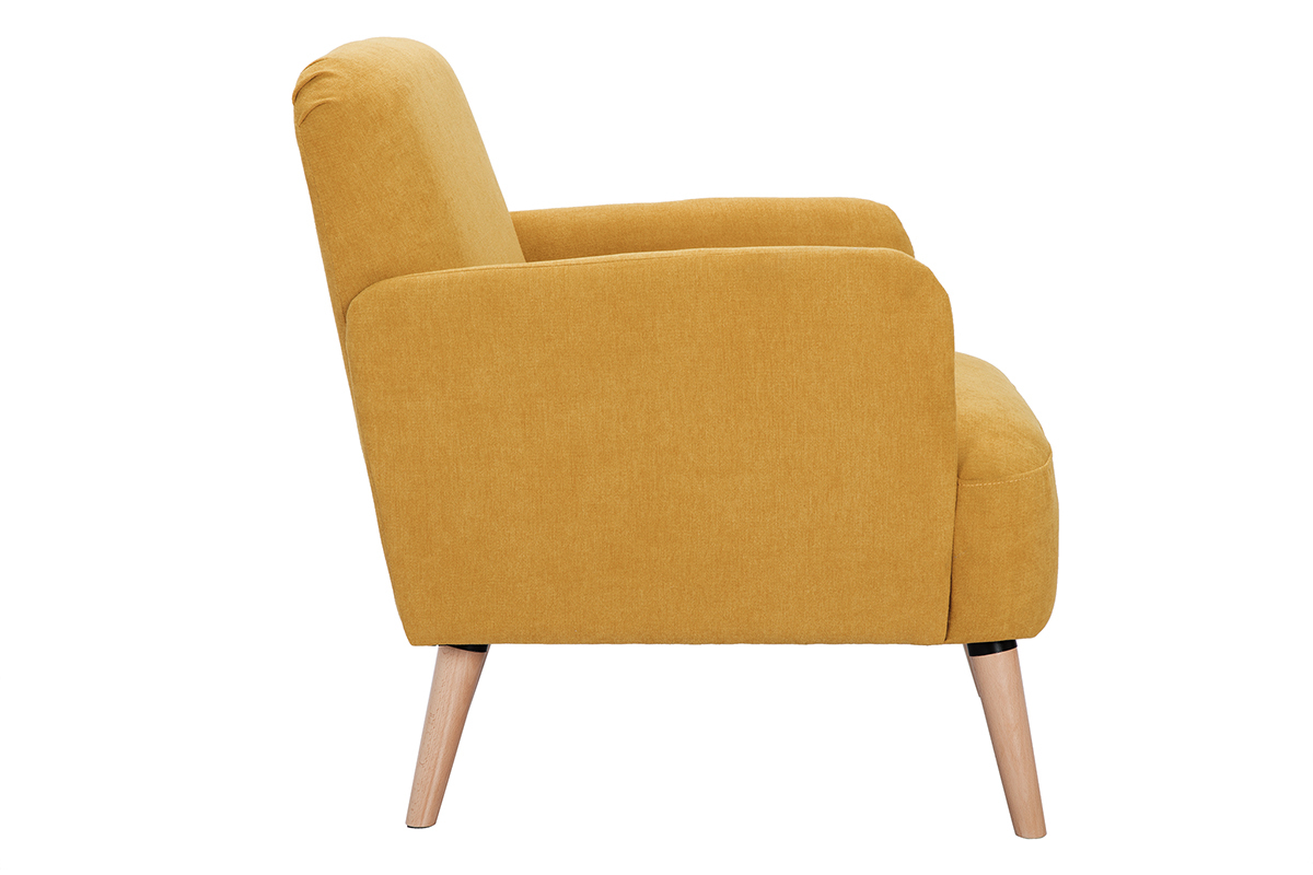 Silln nrdico amarillo mostaza y madera ISKO - Miliboo