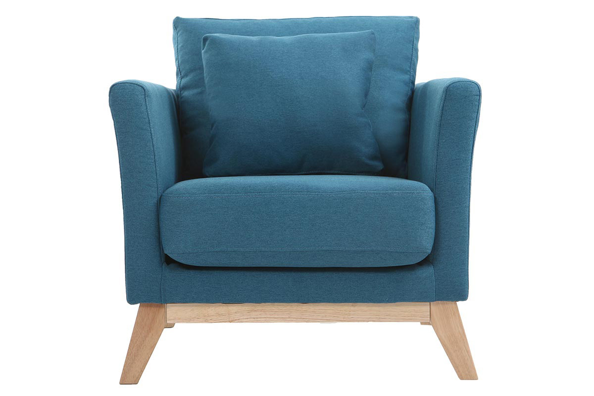 Silln nrdico azul petrleo patas madera clara OSLO