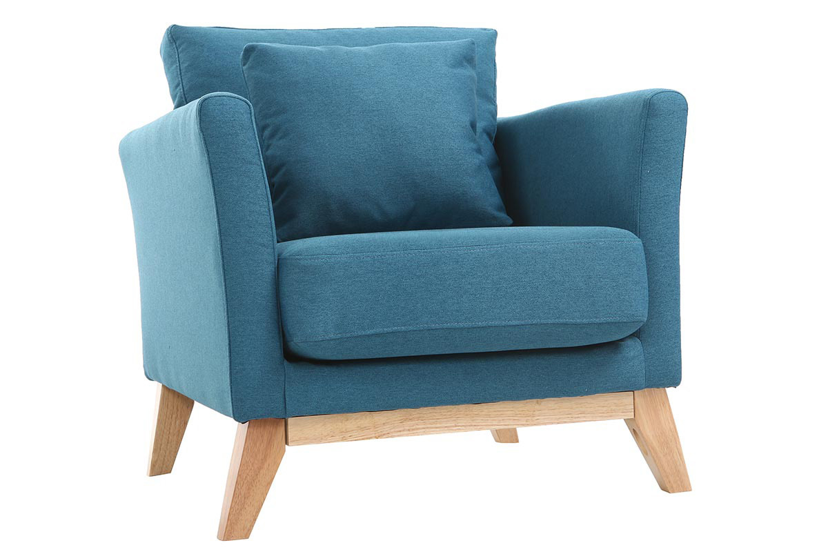 Silln nrdico azul petrleo patas madera clara OSLO
