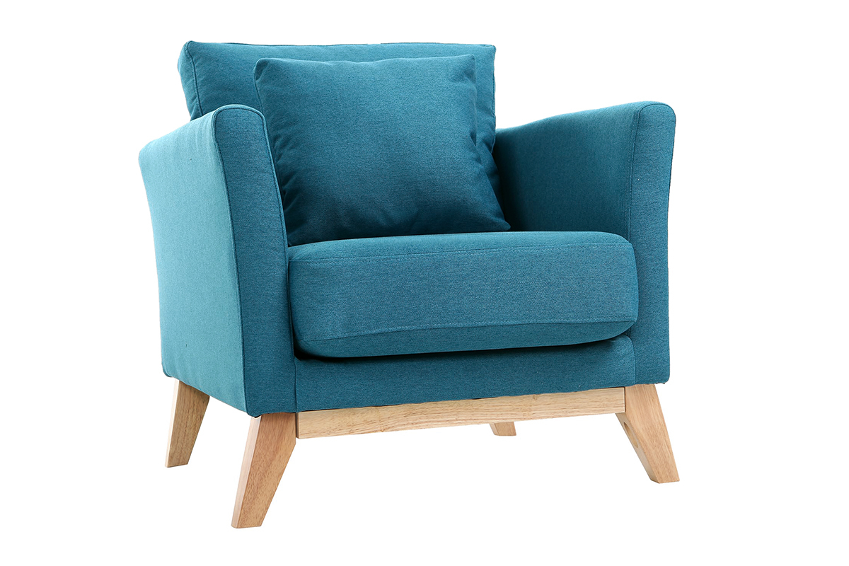 Silln nrdico azul petrleo patas madera clara OSLO