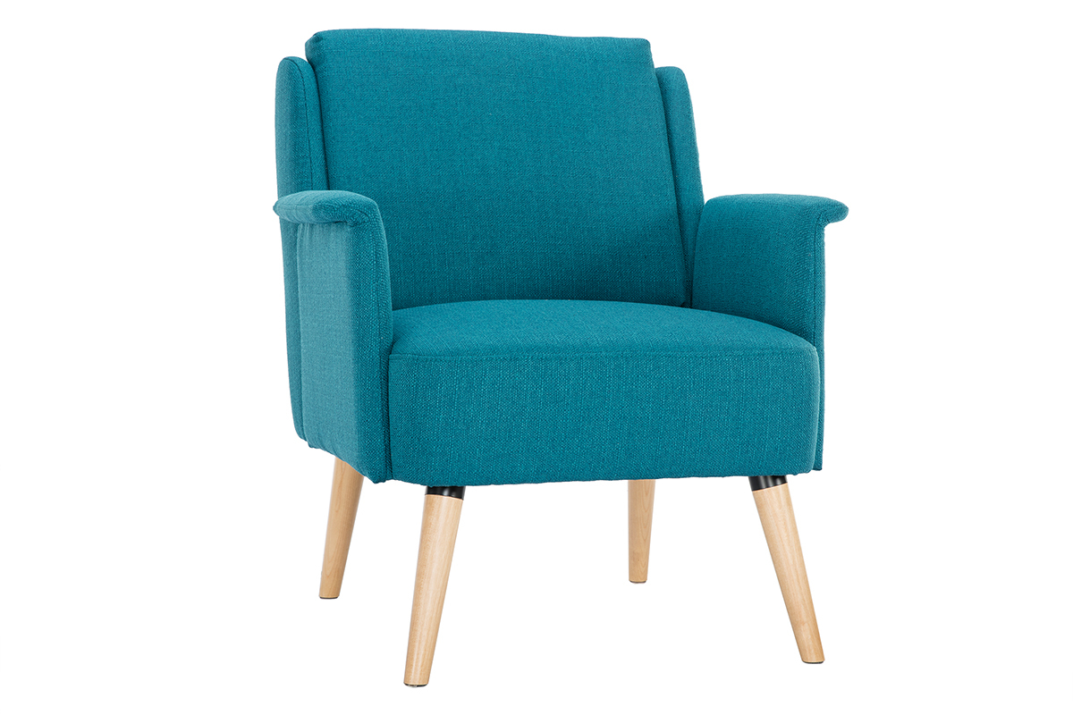 Silln nrdico azul petrleo y madera AEOLA