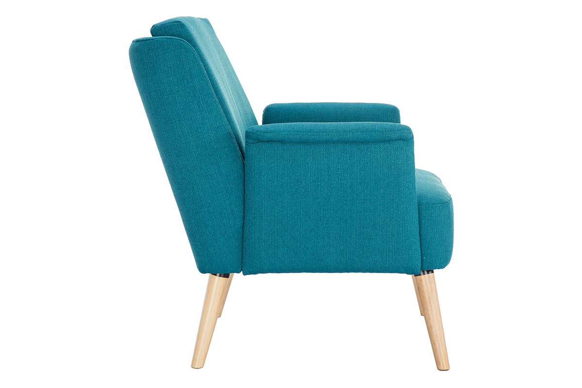 Silln nrdico azul petrleo y madera AEOLA