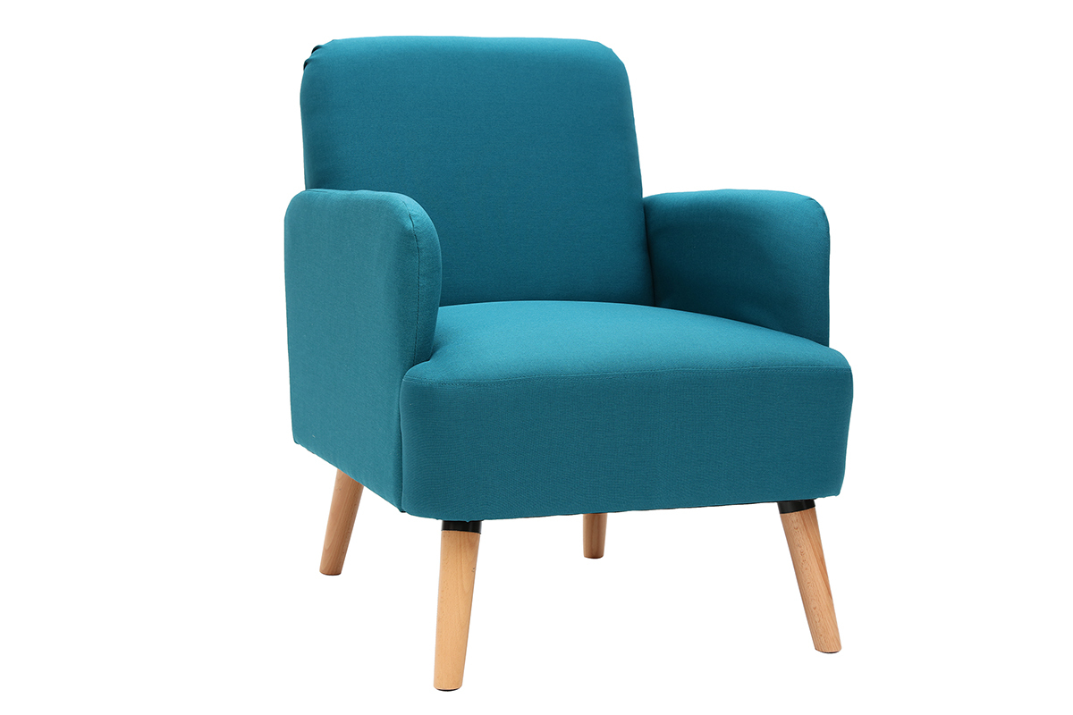 Silln nrdico azul petrleo y patas madera ISKO