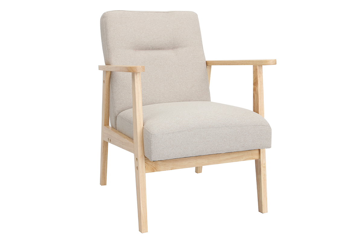 Silln nrdico beige y madera clara ABYSS