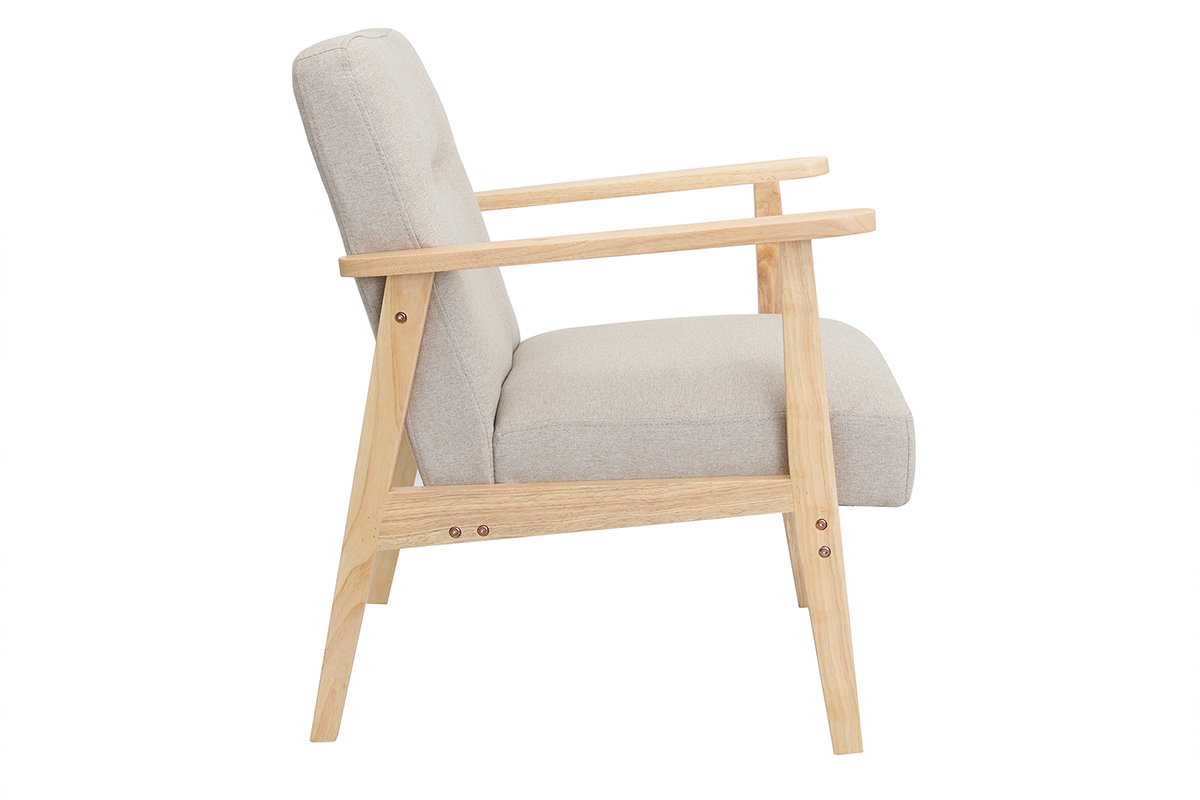 Silln nrdico beige y madera clara ABYSS