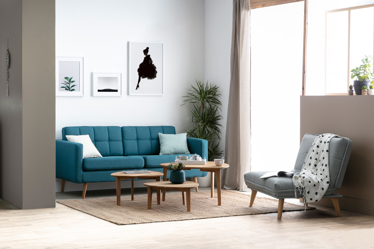 Silln nrdico convertible tejido azul petrleo BENNIE