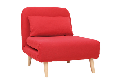 Sillón nórdico convertible tejido rojo AMIKO - Sillón nórdico convertible tejido rojo AMIKO