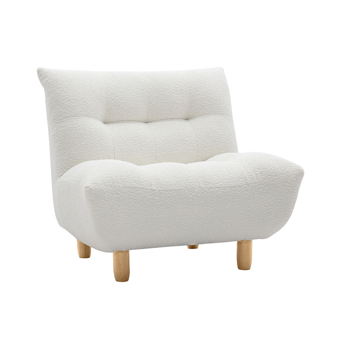 Sillón nórdico de borreguillo blanco y madera clara YUMI