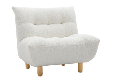 Sillón nórdico de borreguillo blanco y madera clara YUMI