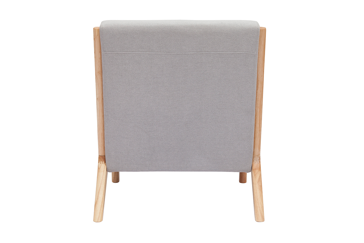 Silln nrdico de tejido efecto aterciopelado gris claro y madera clara maciza DERRY