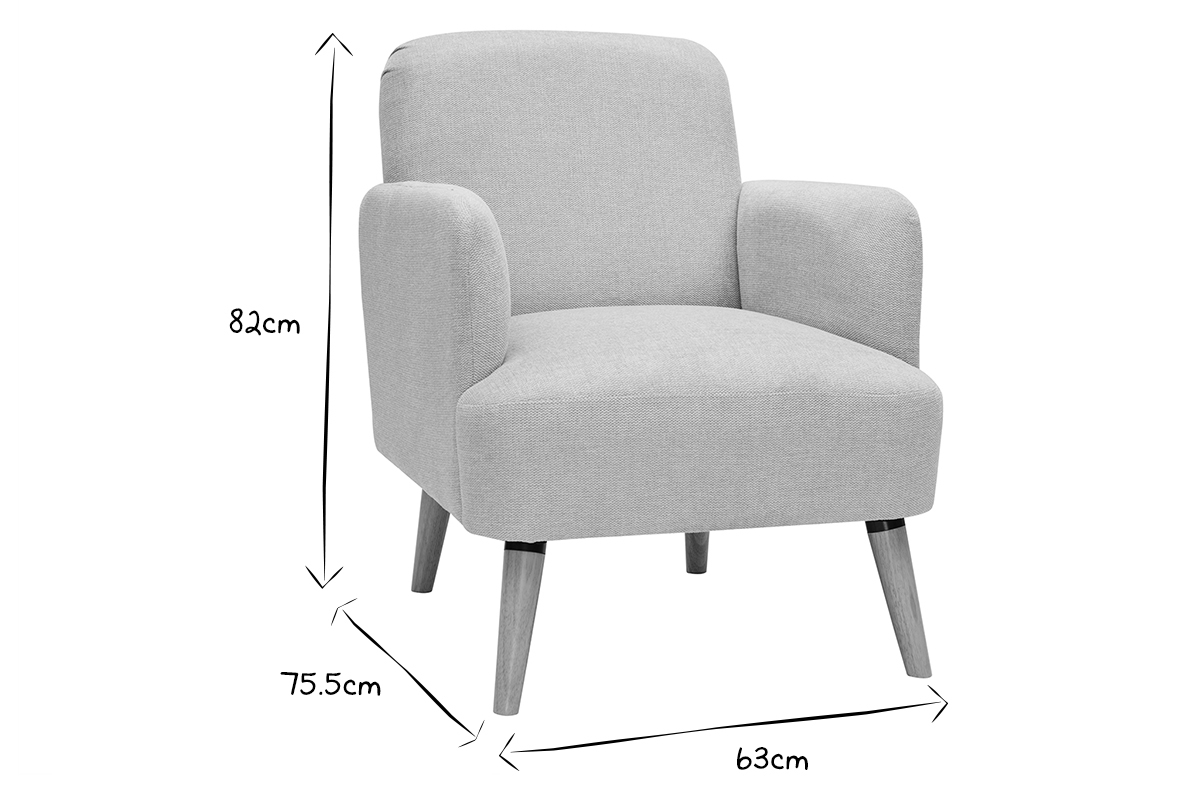 Silln nrdico de tejido efecto aterciopelado texturizado beige y madera ISKO