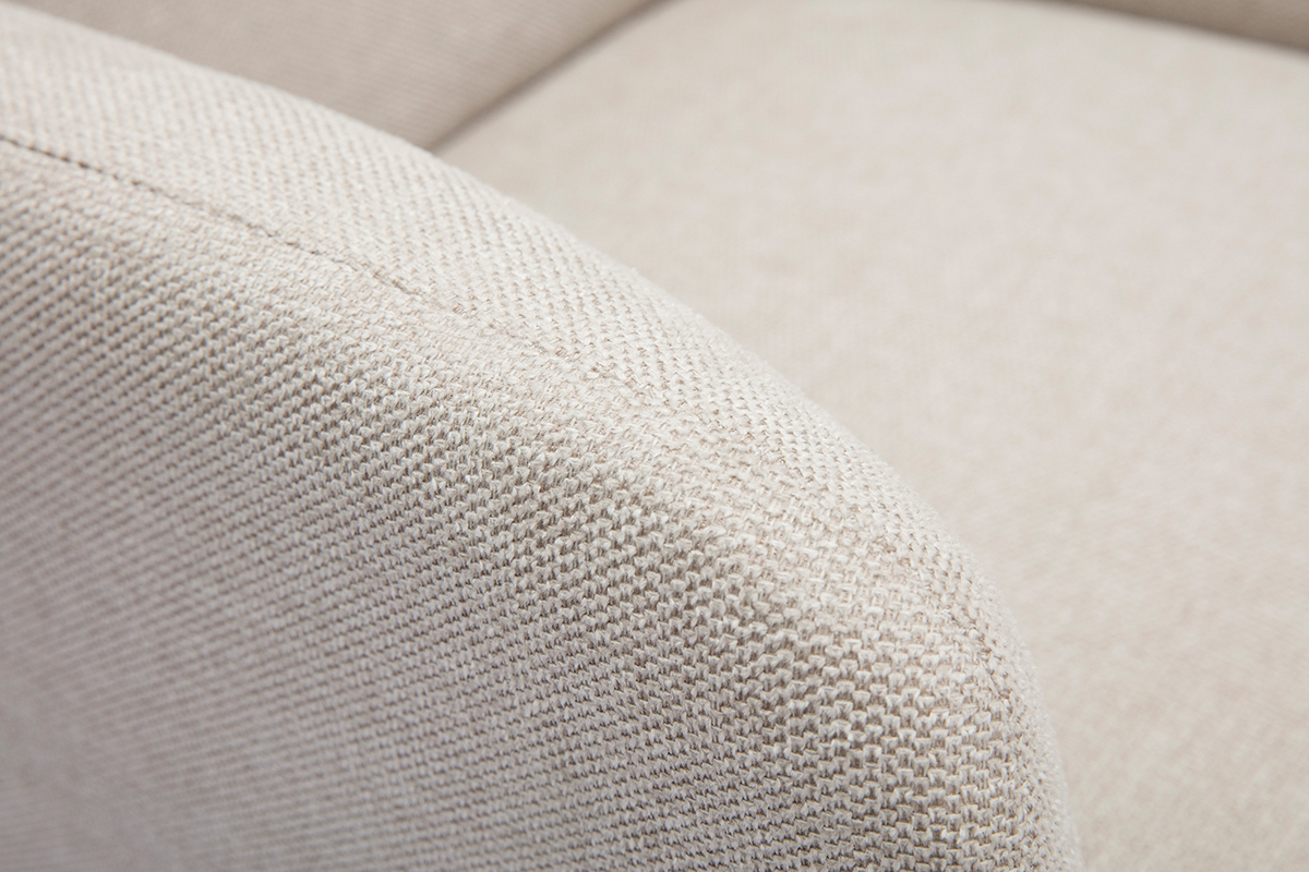 Silln nrdico de tejido efecto aterciopelado texturizado beige y madera ISKO