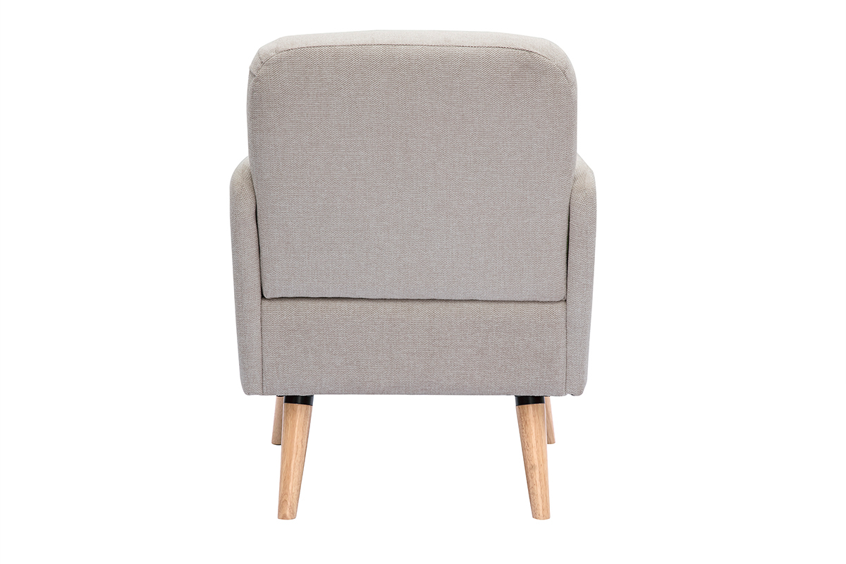 Silln nrdico de tejido efecto aterciopelado texturizado beige y madera ISKO