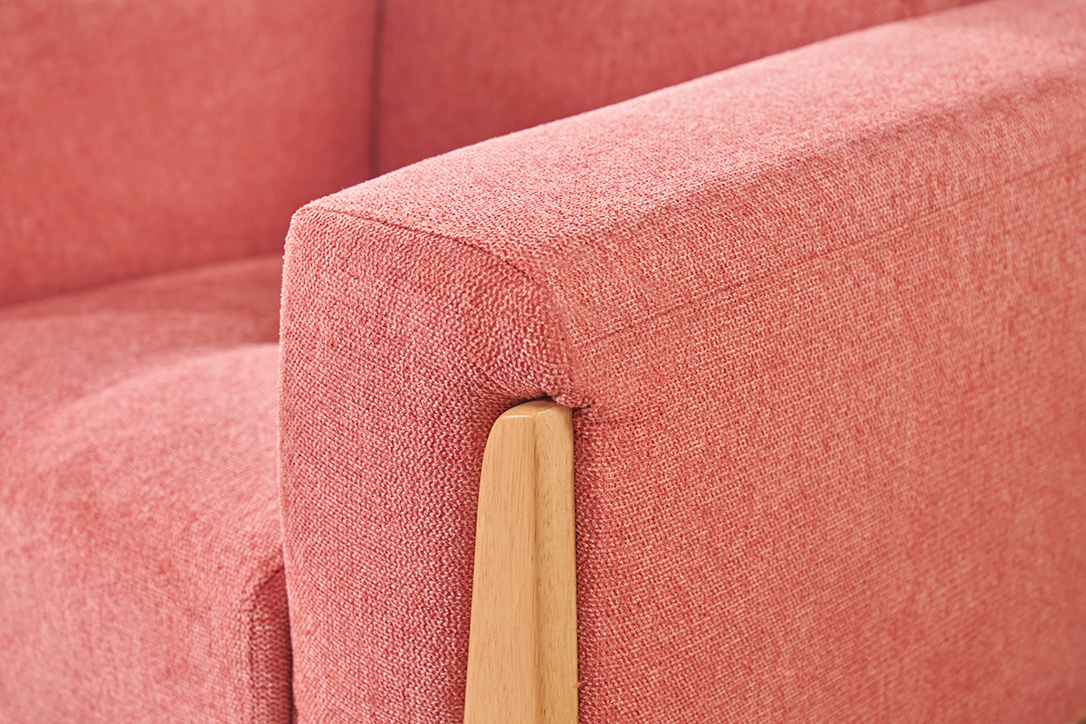 Sill�n n�rdico de tejido terracota y madera clara FJORD