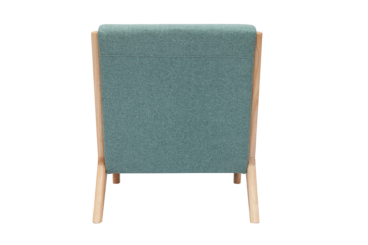 Silln nrdico de tejido verde grisceo y madera clara maciza DERRY