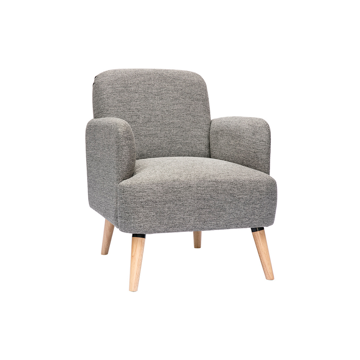 Sillón nórdico de tela gris claro y madera clara ISKO