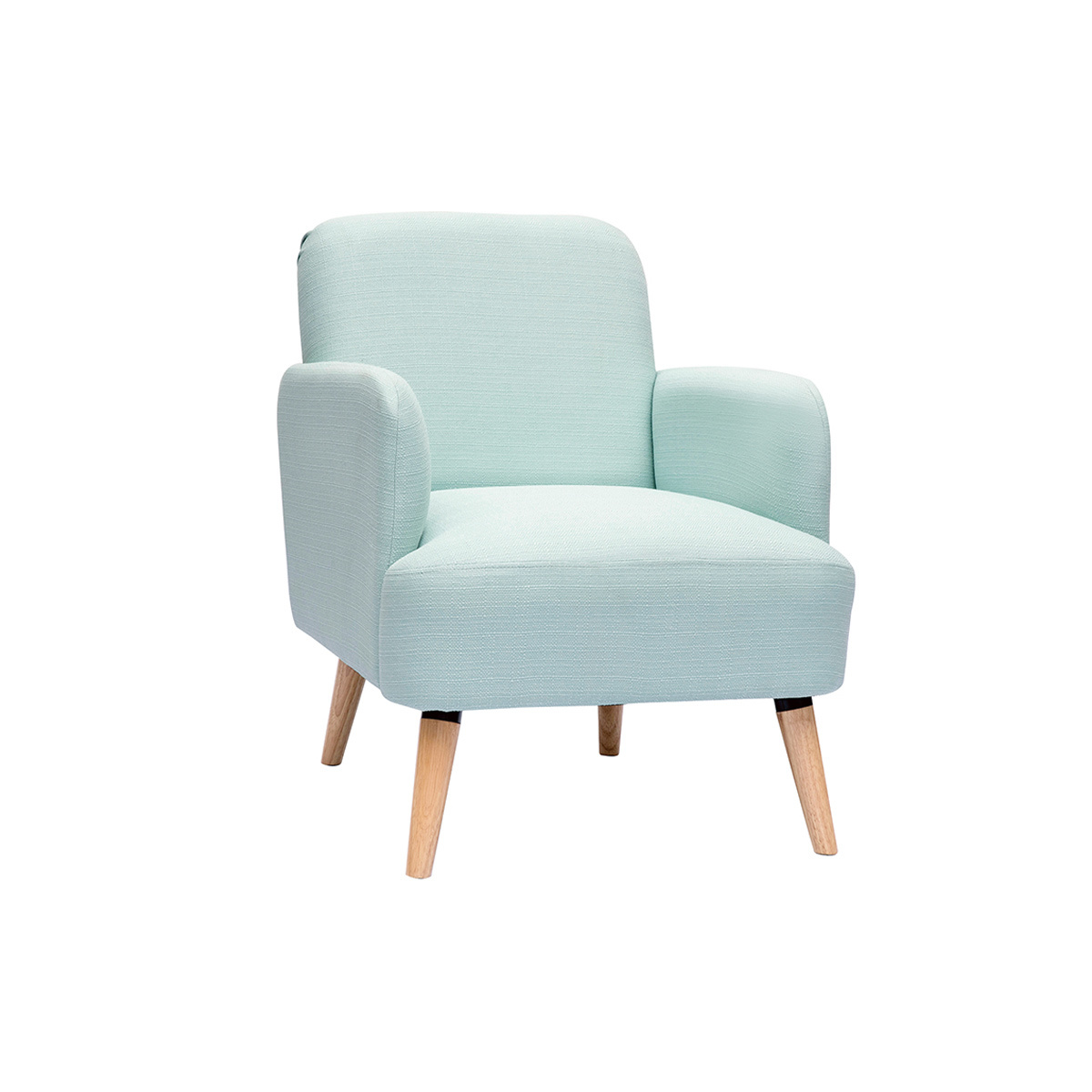 Sillón nórdico de tela menta al agua y madera clara ISKO