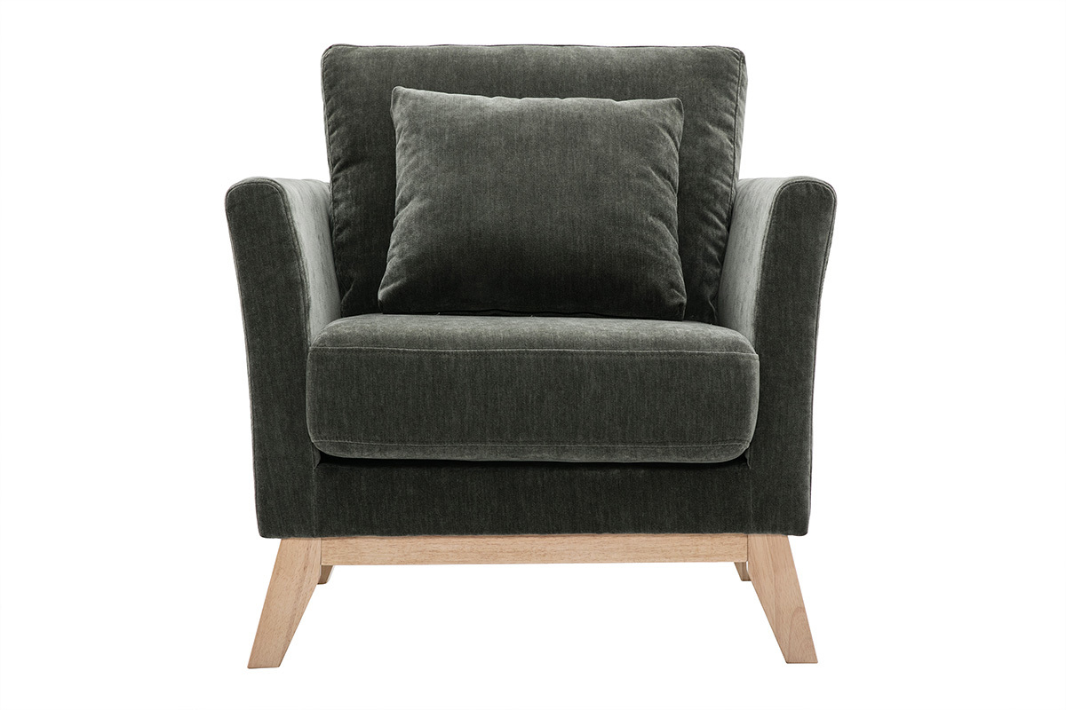 Silln nrdico desenfundable efecto terciopelo verde oscuro OSLO