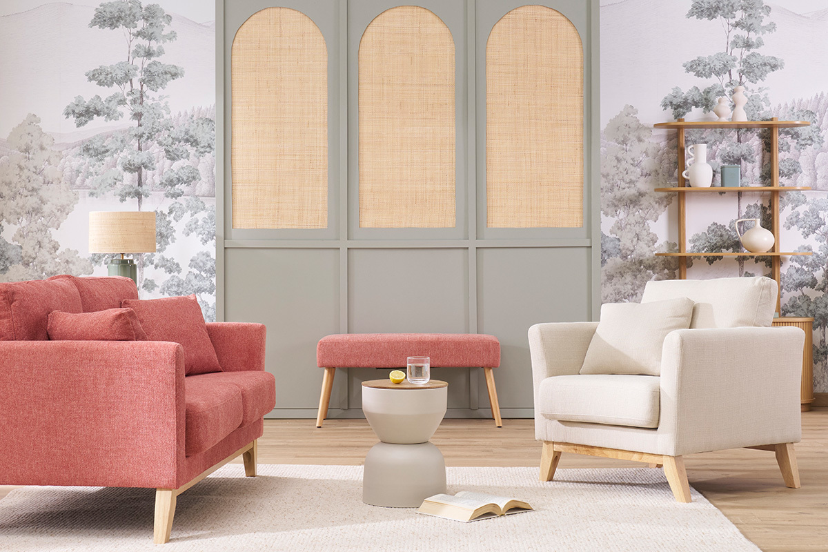 Sillón nórdico desenfundable tejido beige OSLO