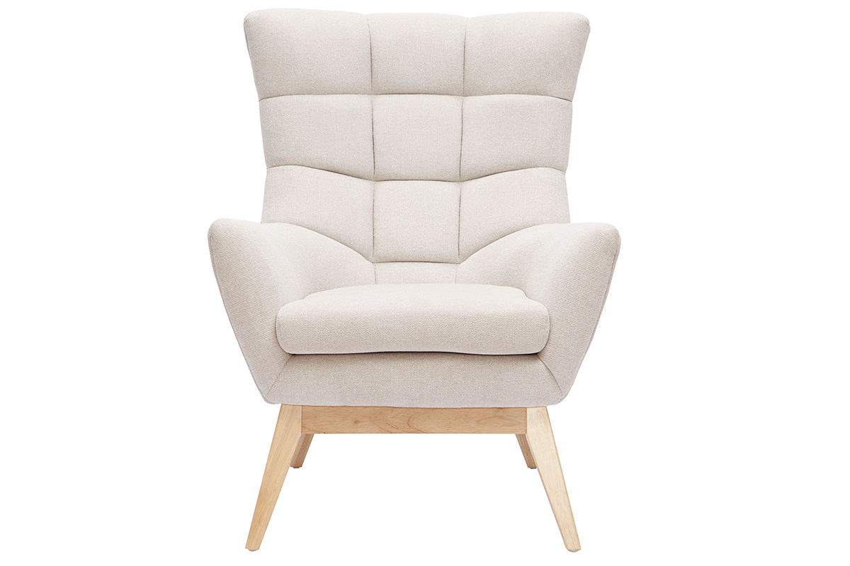 Silln nrdico efecto aterciopelado natural con patas de madera BRODY