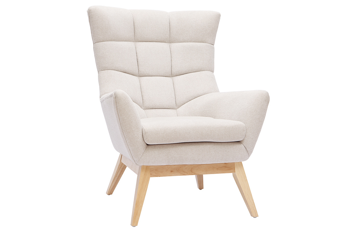 Silln nrdico efecto aterciopelado natural con patas de madera BRODY