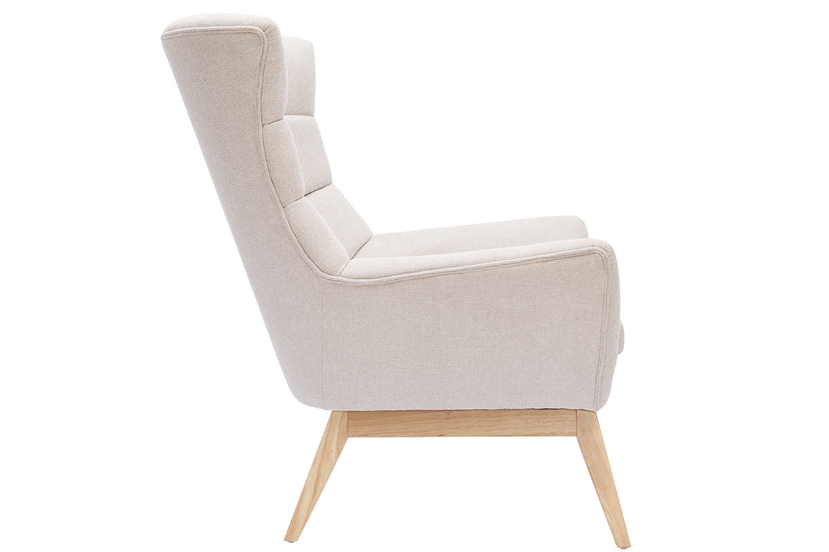 Silln nrdico efecto aterciopelado natural con patas de madera BRODY