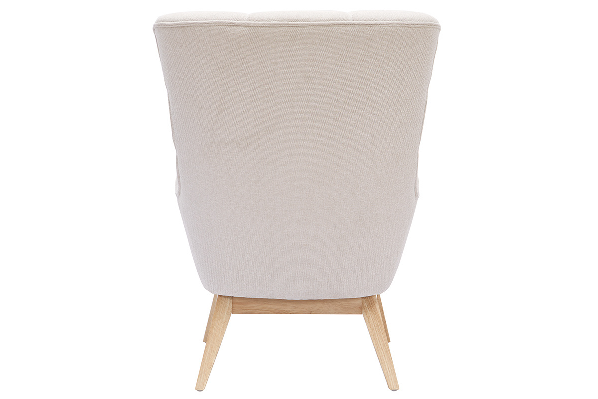 Silln nrdico efecto aterciopelado natural con patas de madera BRODY