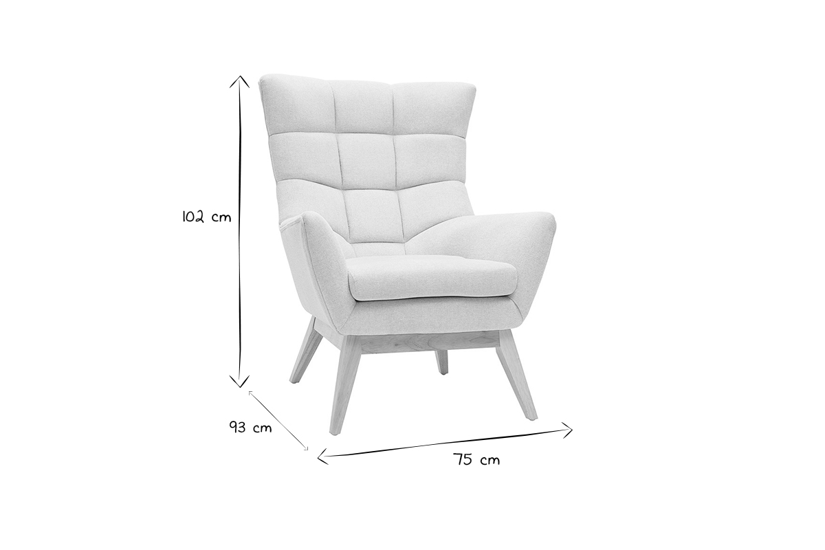 Silln nrdico efecto aterciopelado natural con patas de madera BRODY